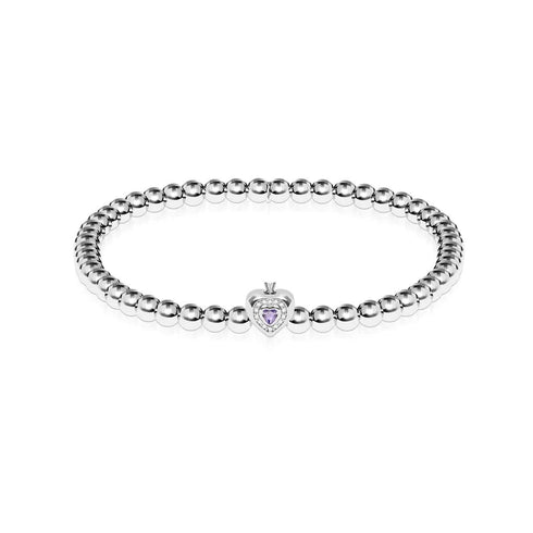 Juni | Violetter Kristall-Geburtsstein | Silber | Kristall-Herz-Armband
